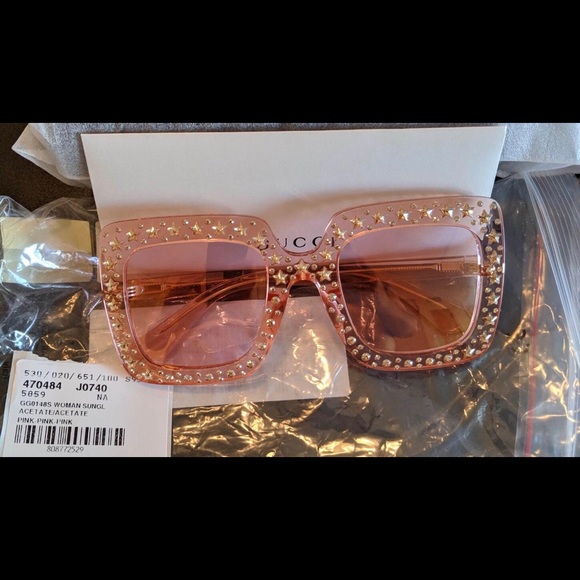 Gucci Oversize Square Sunglasses with Crys…